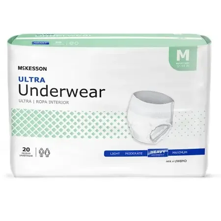 McKesson Ultra – Unisex Adult Absorbent Underwear Pull On with Tear Away Seams Medium Disposable Heavy Absorbency – UWBMD