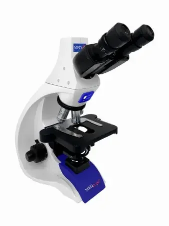 Med-Scope Med4-P2 – Physician Compound Microscope Trinocular Head Infinity Corrected Plan Phase 4X / 10X / 40X / 100X External DC Auto Switching Power Supply / 110 to 240V Coaxial X / Y Mechanical Stage with Adjustable Tension – MED4-P2