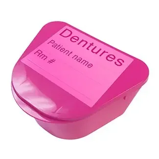 Medegen Medical Products – Denture Cup Pink Hinged Lid Reusable – H980-91