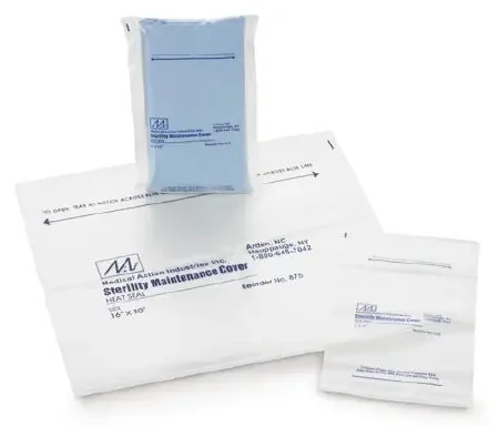 Medegen Medical Products – Sterility Maintenance Cover 10 X 15 Inch, 2.25 mil, Clear / Blue, LLDPE Film, Flat Pack, Heat Seal Adhesive Strip – 820