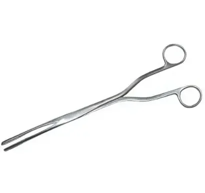 MedGyn – Ovum Forceps Hern-Van-Lyth 9-1/2 Inch Length Surgical Grade Stainless Steel NonSterile NonLocking Finger Ring Handle Curved 9 mm Jaws with Fine Teeth – 031166