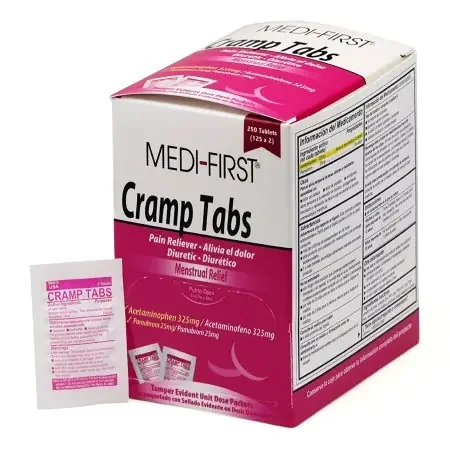 Medi-First Cramp Tabs – Cramp Relief 325 mg – 25 mg Strength Acetaminophen / Pamabrom Tablet 250 per Box – 81048