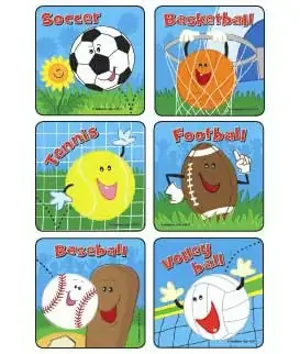 Medibadge – 90 per Unit Sport Ball Action , Assorted Sticker – 2874P