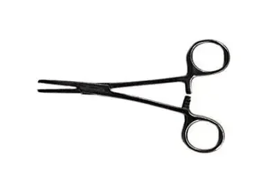 Medical Action Industries – Hemostatic Forceps Kelly 5-1/2 Inch Length Floor Grade Nickel Plated Stainless Steel Sterile Ratchet Lock Finger Ring Handle Straight Serrated Tip – 56221