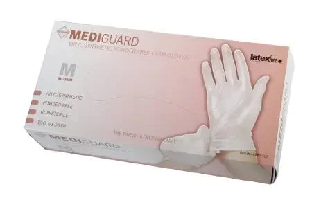 MediGuard – Exam Glove Medium NonSterile Vinyl Standard Cuff Length Smooth Clear Not Chemo Approved – MSV512