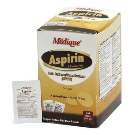 Medique Products – Pain Relief 325 mg Strength Aspirin Tablet 200 per Box – 11647