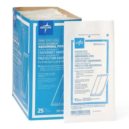 Medline – Abdominal Pad Nonwoven Cellulose 5 X 9 Inch Rectangle Sterile – NON21450