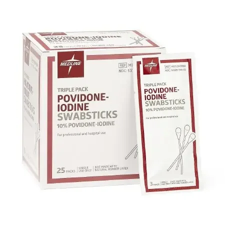 Medline – Impregnated Swabstick 10% Strength Povidone-Iodine Individual Packet NonSterile – MDS093902
