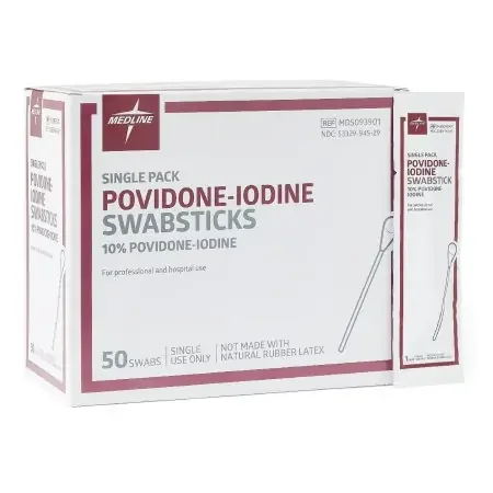 Medline – Impregnated Swabstick 10% Strength Povidone-Iodine Individual Packet NonSterile – MDS093901
