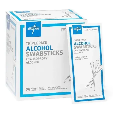 Medline – Impregnated Swabstick 70% Strength Isopropyl Alcohol Individual Packet Sterile – MDS093810