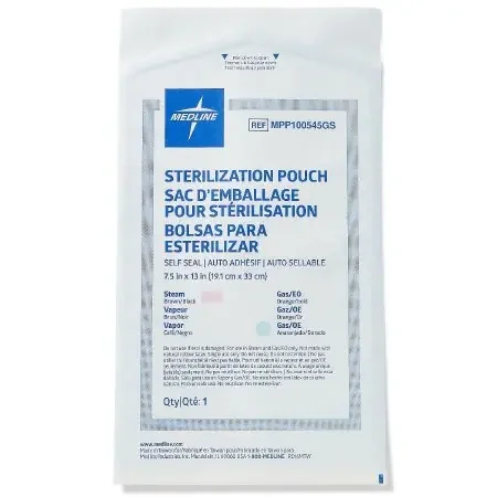 Medline – Sterilization Pouch Ethylene Oxide (EO) Gas / Steam 7-1/2 X 13 Inch Self Seal – MPP100545GS