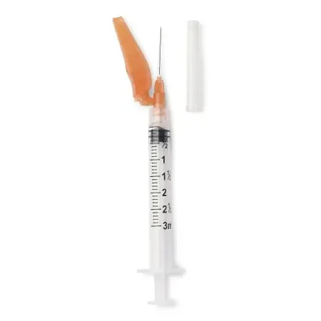 Medline – Syringe with Hypodermic Needle 3 mL 25 Gauge 1 Inch Regular Wall Hinged Safety Needle – SYRS103255