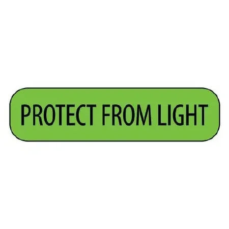 MedVision – Pre-Printed Label Advisory Label Green Paper PROTECT FROM LIGHT Black Caution 3/8 X 1-7/16 Inch – MV02FG8078