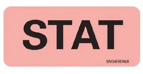 MedVision – Pre-Printed Label Advisory Label Orange Stat Black Alert Label 1-1/4 X 5/16 Inch – MV01FO0968