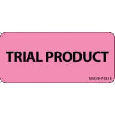 MedVision – Pre-Printed Label Advisory Label Pink Paper TRIAL PRODUCT Black Quality Control Label 1 X 2-1/4 Inch – MV04FP3835