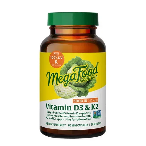 MegaFood, Vitamin D3 And K2, 125 Mcg, 60 Caps
