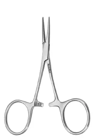 MeisterHand – Hemostatic Forceps Hartmann-Mosquito 3-1/2 Inch Length Surgical Grade German Stainless Steel NonSterile Ratchet Lock Finger Ring Handle Straight Serrated Tips – MH7-24