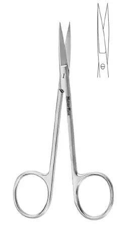 MeisterHand – Iris Scissors 4-1/2 Inch Length Surgical Grade Stainless Steel NonSterile Finger Ring Handle Curved Sharp Tip / Sharp Tip – MH5-306