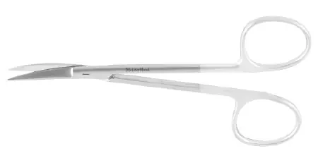 MeisterHand – Iris Scissors 4-1/2 Inch Length Surgical Grade Stainless Steel / Tungsten Carbide NonSterile Finger Ring Handle Curved Sharp Tip / Sharp Tip – MH5-306TC