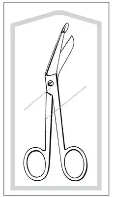 Merit – Bandage Scissors Lister 5-1/2 Inch Length Floor Grade Pakistan Stainless Steel Sterile Finger Ring Handle Angled Blunt Tip / Blunt Tip – 96-2503M