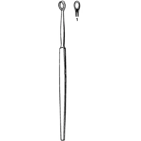 Merit – Dermal Curette Fox 5-1/2 Inch Length Flat Handle Size 1 Tip Straight Blunt Serrated Fenestrated Oval Tip – 98-413