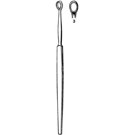 Merit – Dermal Curette Fox 5-1/2 Inch Length Flat Handle Size 3 Tip Straight Blunt Serrated Fenestrated Oval Tip – 98-415