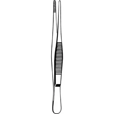 Merit – Dressing Forceps 5 Inch Length Mid Grade Stainless Steel NonSterile NonLocking Thumb Handle Straight Serrated Tip – 97-710