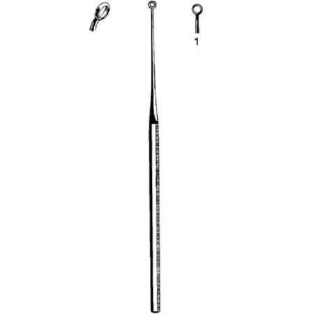 Merit – Ear Curette Buck 6-1/2 Inch Length Octagonal Handle Size 1 Tip Angled Round Fenestrated Tip – 98-165