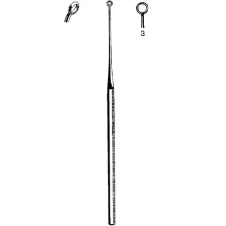 Merit – Ear Curette Buck 6-1/2 Inch Length Octagonal Handle Size 3 Tip Angled Round Fenestrated Tip – 98-167