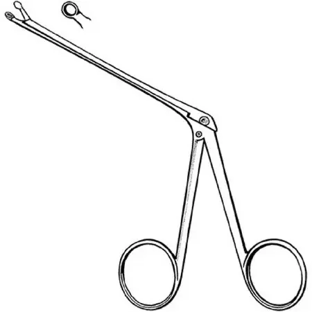 Merit – Ear Forceps Alligator 5-1/2 Inch Length Mid Grade Stainless Steel NonSterile NonLocking Finger Ring Handle Straight Very Delicate 1.5 mm Round Cups – 98-236