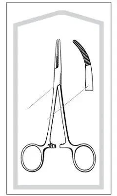 Merit – Hemostatic Forceps Kelly 5-1/2 Inch Length Mid Grade Stainless Steel Sterile Finger Ring Handle Curved Serrated, Blunt Tip – 96-2563M