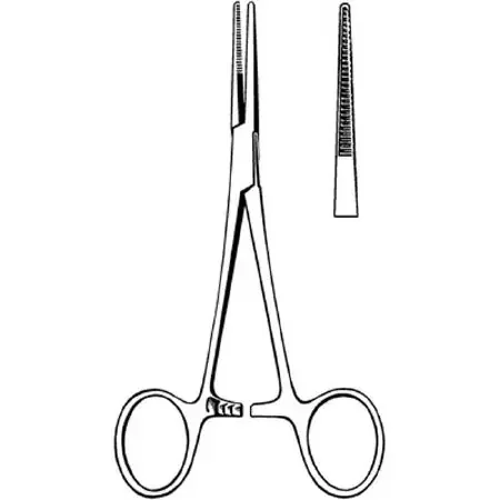 Merit – Hemostatic Forceps Rankin-Kelly 6-1/4 Inch Length Mid Grade Stainless Steel NonSterile Ratchet Lock Finger Ring Handle Straight Serrated Jaws – 97-465