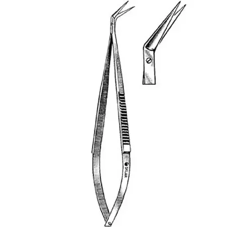 Merit – Iris Scissors 3-1/2 Inch Length Office Grade Stainless Steel Finger Ring Handle Curved Sharp Tip / Sharp Tip – 98-107