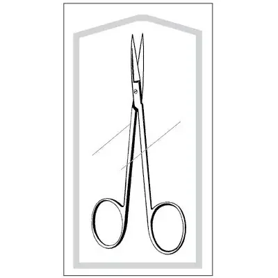 Merit – Iris Scissors 4-1/2 Inch Length Floor Grade Pakistan Stainless Steel Sterile Finger Ring Handle Straight Sharp Tip / Sharp Tip – 96-2505M