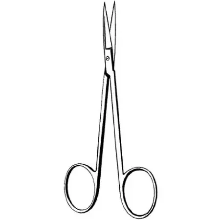 Merit – Iris Scissors 4-1/2 Inch Length Office Grade Stainless Steel Finger Ring Handle Straight Sharp Tip / Sharp Tip – 98-104