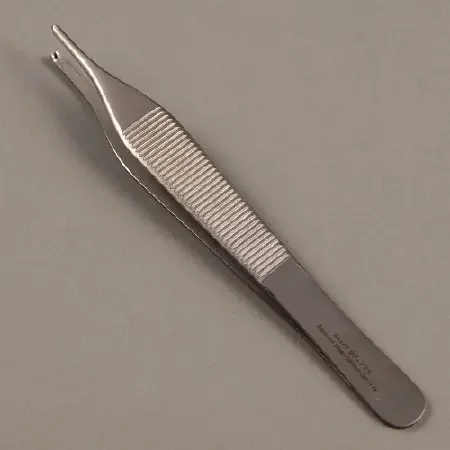 Merit – Tissue Forceps Adson 4-3/4 Inch Length Mid Grade Stainless Steel Sterile NonLocking Thumb Handle Straight 1 X 2 Teeth – 96-2572M