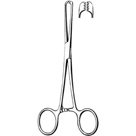 Merit – Tissue Grasping Forceps Allis 7-1/2 Inch Length Mid Grade Stainless Steel NonSterile Ratchet Lock Finger Ring Handle Straight 5 X 6 Teeth – 97-938