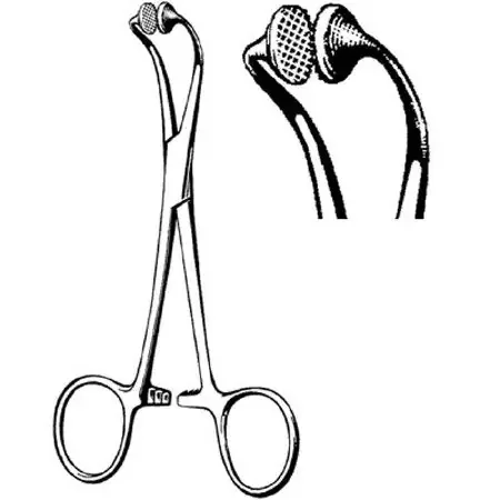 Merit – Towel Clamp Forceps Vessells 5-1/2 Inch Length Mid Grade Stainless Steel NonSterile Ratchet Lock Finger Ring Handle Curved Round Blunt Serrated Tips – 97-655