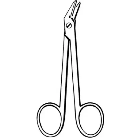 Merit – Wire Cutting Scissors 4-1/2 Inch Length Office Grade Stainless Steel Finger Ring Handle Angled Sharp Tip / Sharp Tip – 97-364