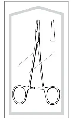 Merit Sterile – Needle Holder 5 Inch Length Straight Blunt Serrated Jaws Finger Ring Handle – 96-2585M