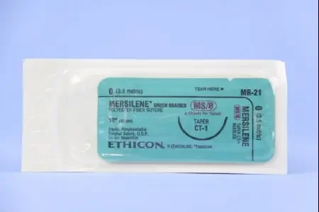 Mersilene – Suture with Needle Nonabsorbable Uncoated Green Suture Braided Polyester Size 0 18 Inch Suture 1-Needle 36 mm Length 1/2 Circle Taper Point Needle – MR21T