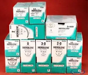 Mersilene – Suture with Needle Nonabsorbable Uncoated Green Suture Braided Polyester Size 5 – 0 18 Inch Suture Double-Armed 8 mm Length 1/4 Circle Spatula Needle – 1761G