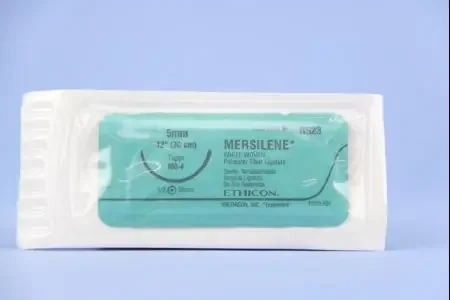Mersilene – Suture with Needle Nonabsorbable Uncoated White Suture Braided Polyester Size 5 – 0 12 Inch Suture 1-Needle 36.4 mm Length 1/2 Circle Taper Point Needle – RS23