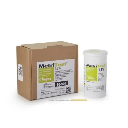 MetriTest 1.8% – Glutaraldehyde Concentration Indicator Pad 60 Test Strips Bottle Single Use – 10-304