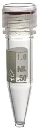 Micrewtube – Microcentrifuge Tube Conical Bottom Plain 13 X 46.3 mm 1.5 mL Without Color Coding Screw Cap Polypropylene Tube – T334-5SPR