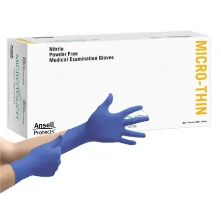 Micro-Touch Micro-Thin – Exam Glove X-Large NonSterile Nitrile Standard Cuff Length Textured Fingertips Blue Not Chemo Approved – 6034314