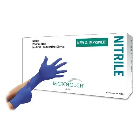 Micro-Touch Nitrile – Exam Glove X-Large NonSterile Nitrile Standard Cuff Length Textured Fingertips Blue Chemo Tested – 6034304