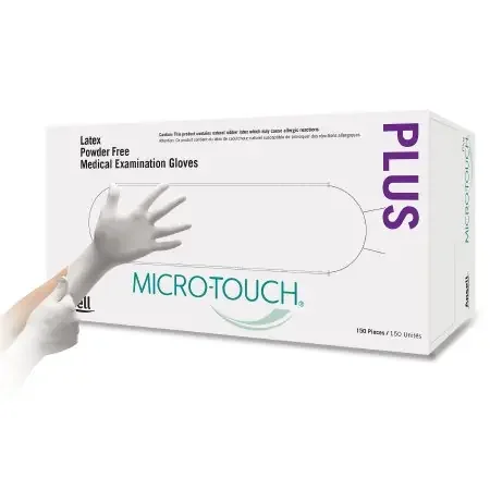 Micro-Touch Plus – Exam Glove X-Large NonSterile Latex Standard Cuff Length Fully Textured Ivory Not Chemo Approved – 6015304