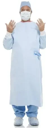 MICROCOOL – Non-Reinforced Surgical Gown with Towel X-Large Blue Sterile AAMI Level 4 Disposable – 95021