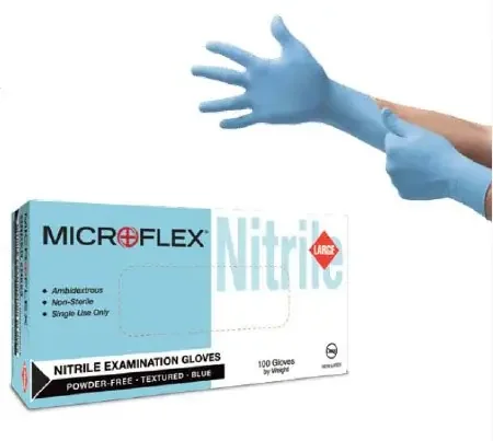 MICROFLEX N85 – Exam Glove Small NonSterile Nitrile Standard Cuff Length Fully Textured Light Blue Not Chemo Approved – N851